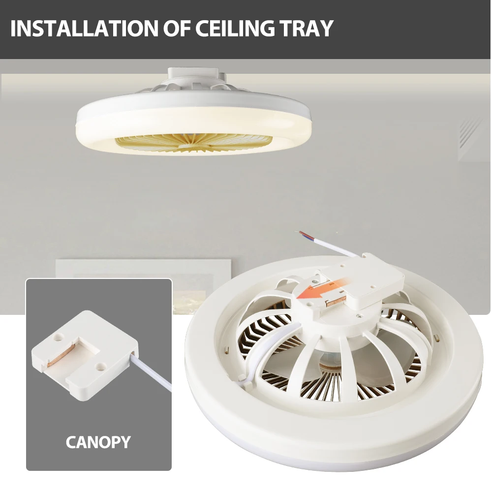 New AC110-265V 30W Indoor Ceiling Fan Light Wind Speed E27 Ceiling Remote Control Fans LED PC 80 with Light Adjustable 3 Color 3