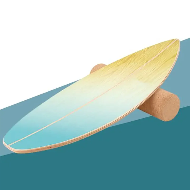 TOPKO Athletic Training Stability Trainer surf wobble board with cork roller wood Balance Board