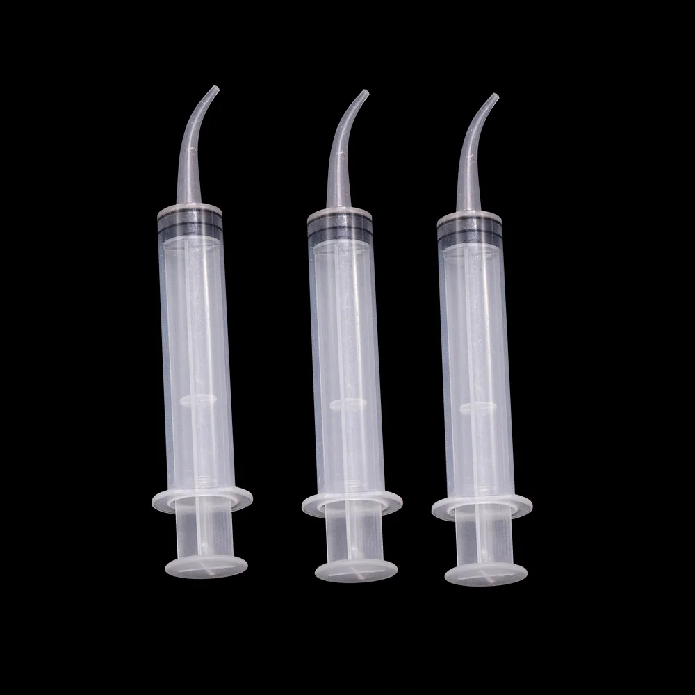 Factory supply 12ml luer-lock disposable dental curved utility syringe plastic curved tip dental syringe