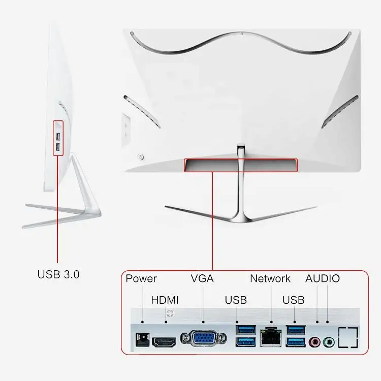 21.5 inch 23.8 inch All In One PC i7 i5 I3 Aio Barebone Computer 4G 8G RAM 256G SSD Gaming All-in-one Pc Computers