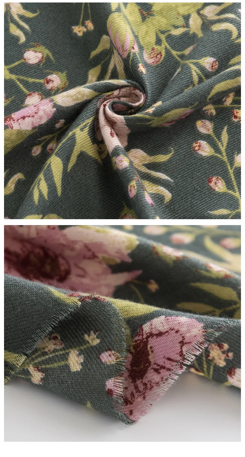 Custom Flora Design Cashmere Winter Scarf Warm Soft Pashmina Neck Scarves 100% Merino wool Shawl Blanket Ladies