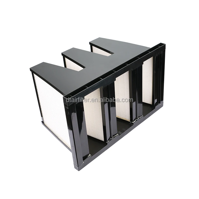 oem reasonable price central air conditioner filters large air volume HVAC  FiberGlass V Bank  mini pleated Hepa Air Filter