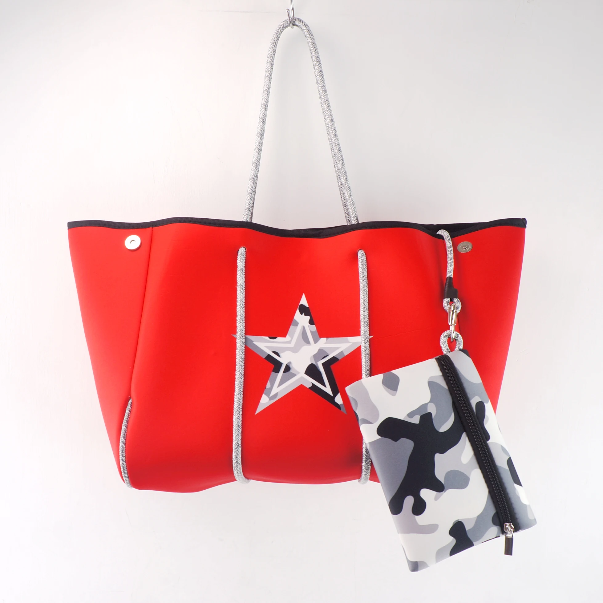 Star Design Neoprene Fashion Customized Beach Handbag Waterproof Neoprene Beach Tote Bag