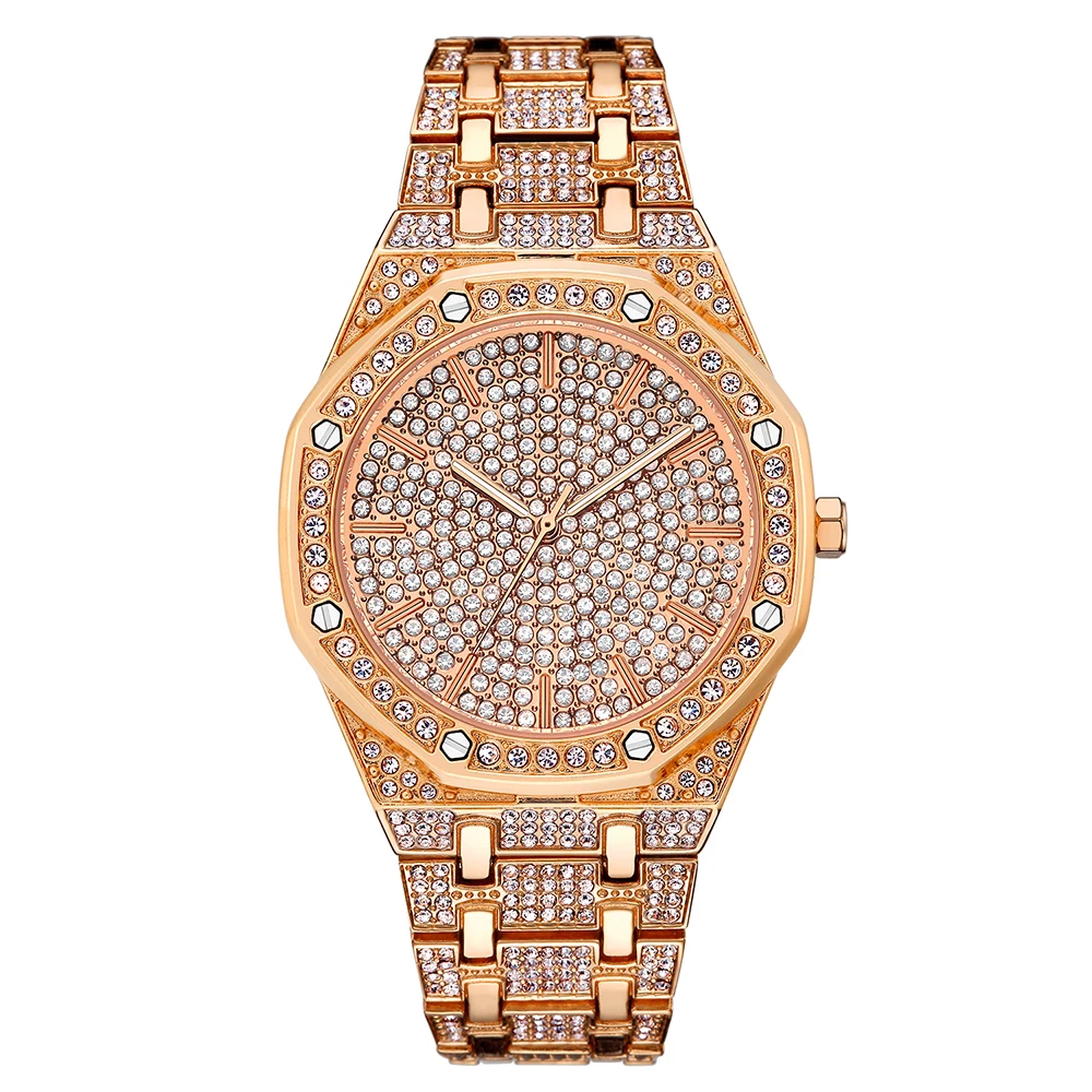 Top Sell Waterproof Mens Watches Luxury Brand Fashion Diamond Quartz Watch gold iced out watch reloj de diamantes para hombres