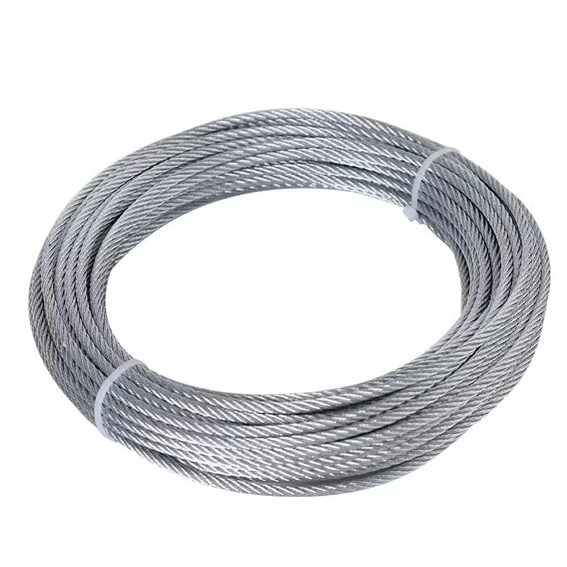 Galvanized steel wire rope cable stainless steel wire cotton core pully rope 6MM coil rod braided zinc-plated wire rope