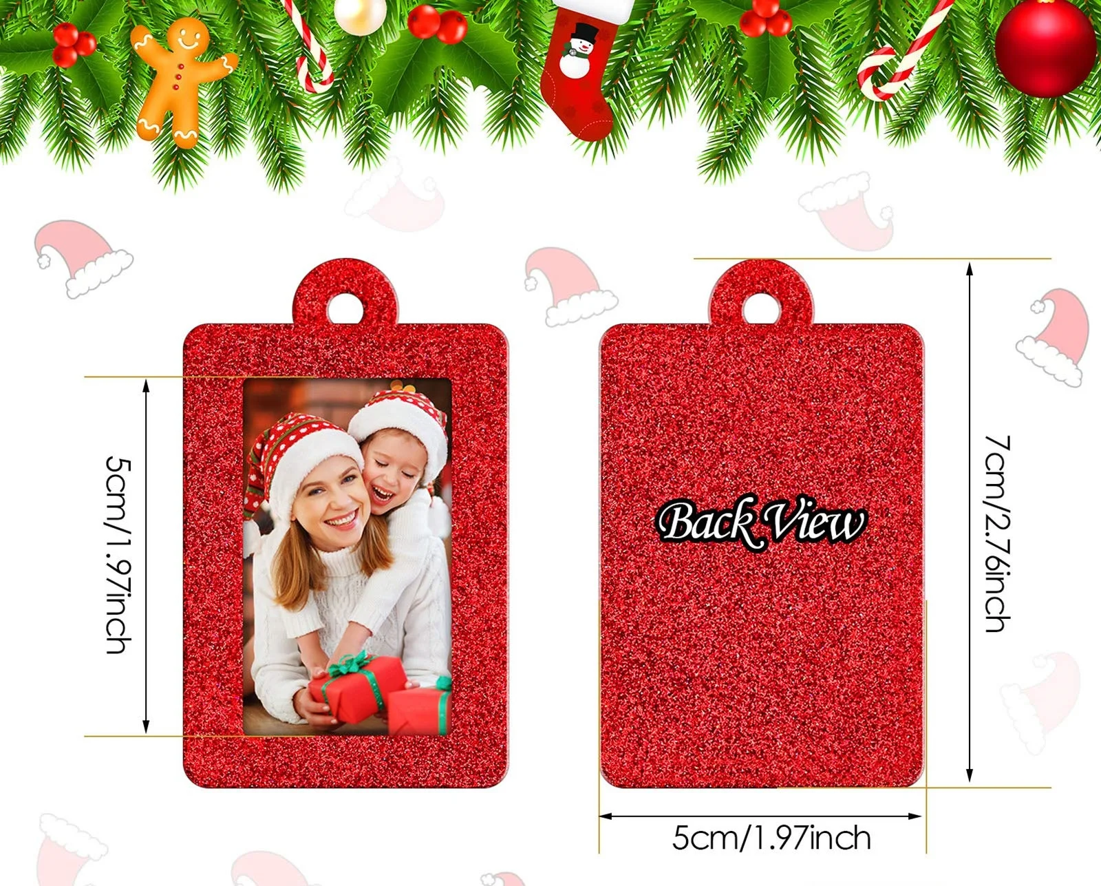 Christmas Photo Frames Ornament Mini Felt Picture Frame Hanging Kit Christmas Tree Hanging Ornament for Family Party Decoration