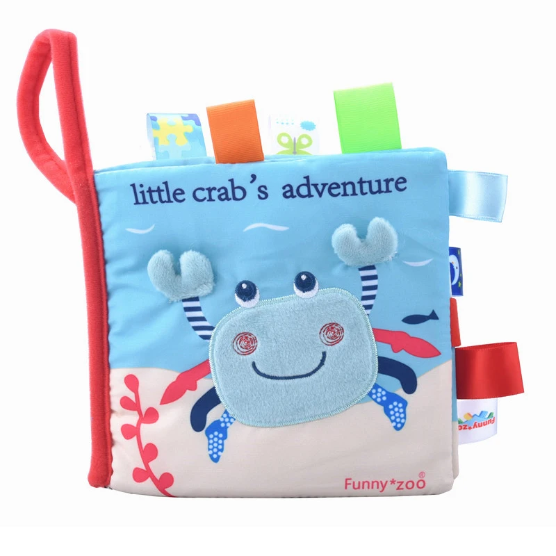 2019 Animal three-dimensional Baby Cloth Book early Baby Toys Education tear not rotten Baby Cloth Book bell toy