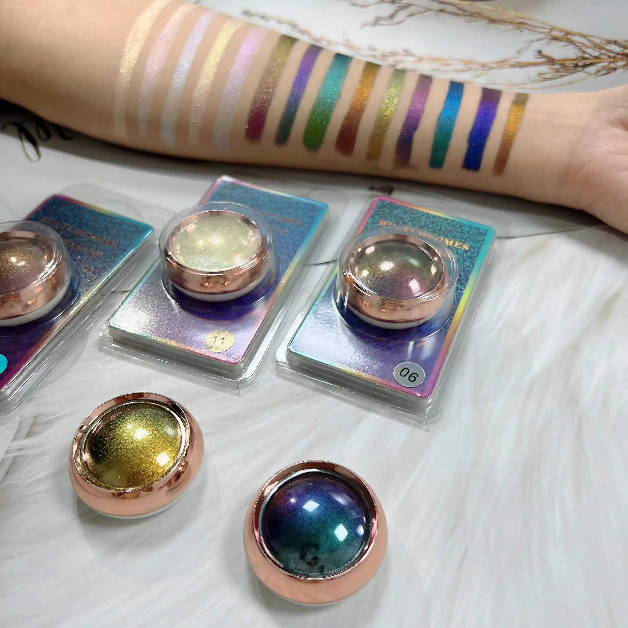 Private label eyeshadow glitter long lasting cosmetics waterproof single chameleon eyeshadow pigment