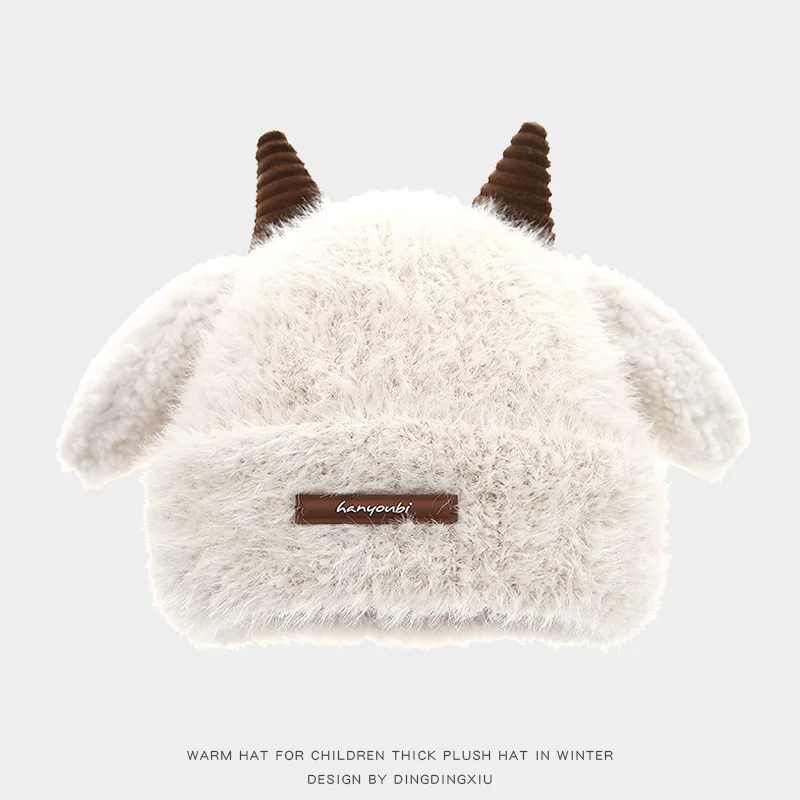 Wholesale Fashion New Deer Design Girls Winter Hat Fuzzy Thick Warm Knitted Winter Beanie Hat