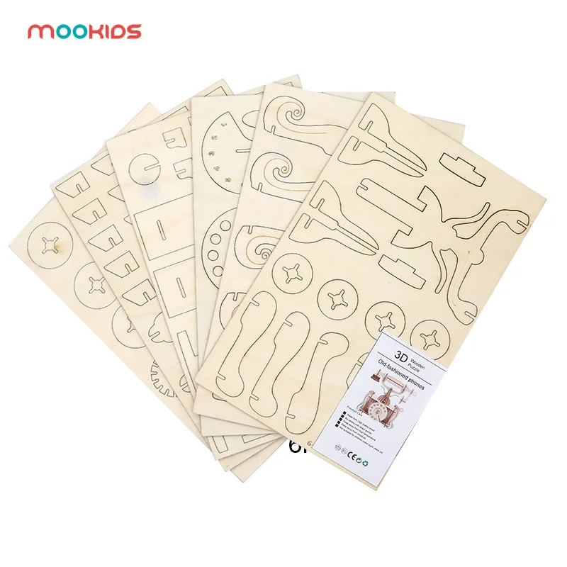 Винтажный набор телефонов Лазерная резка детские креативные игрушки 3d модели деревянные головоломки