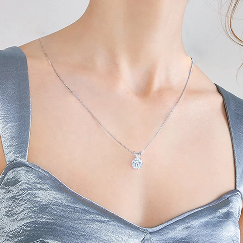 Classic Style 16 Styles Round Cut 1ct D Color Moissanite Silver 925 Fashion Jewelry Necklaces for Women