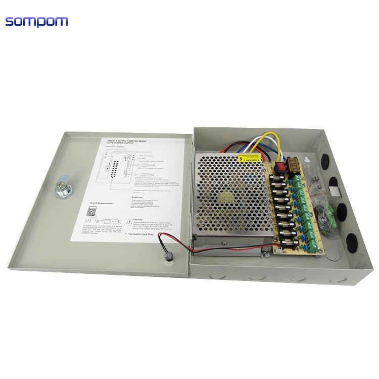 CCTV источник питания металлическая коробка 12В 10А DC 9 портов распределительный импульсный источник питания
