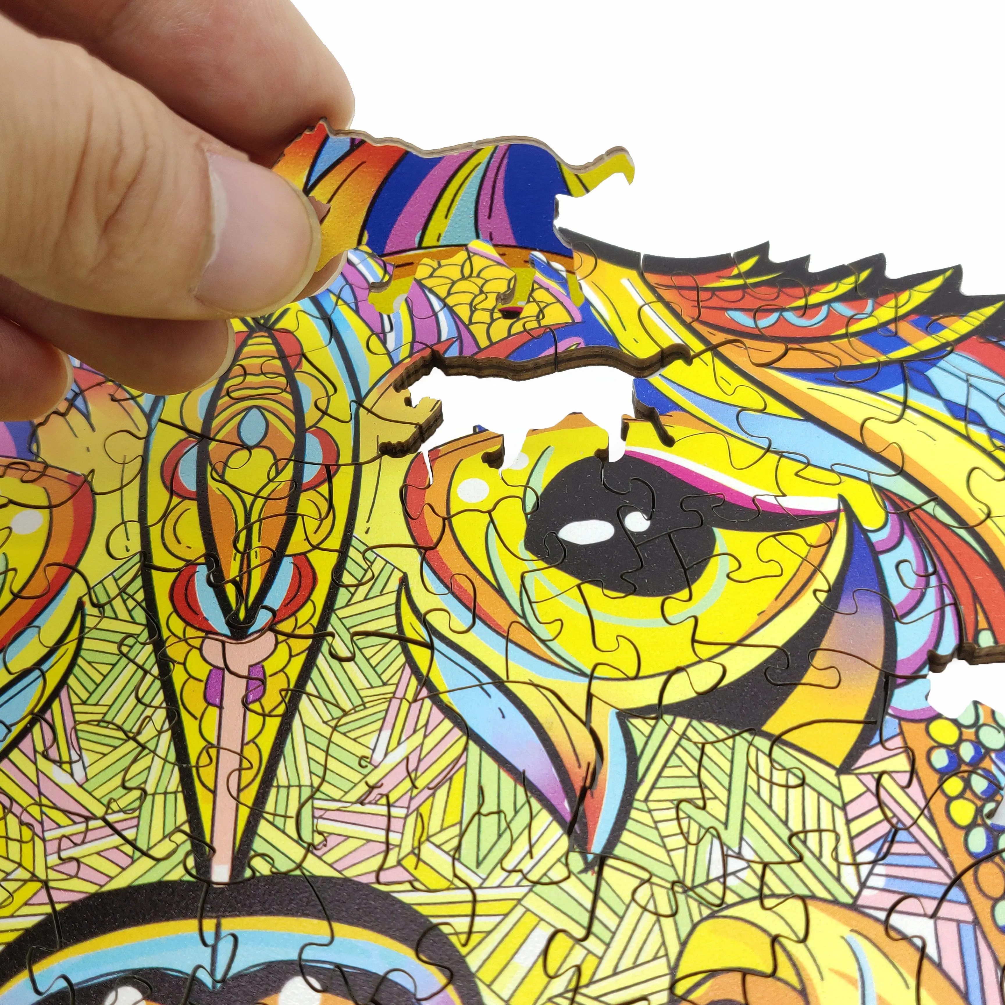 Wholesale High Quality Lion Natural Wooden Jigsaw Puzzle Animal Shaped Toys Puzzle Game  For Adults