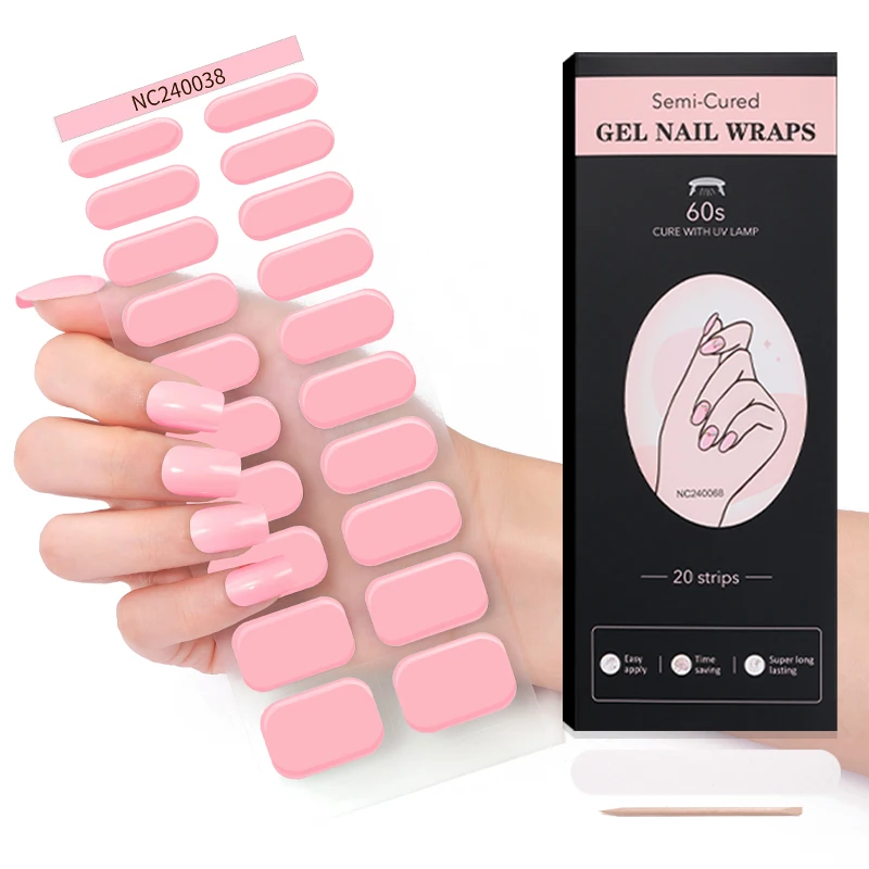 Gold nail supplier china factory top sale plain pure color Home Salon DIY Nail gel strips sticker cure with UV lamp