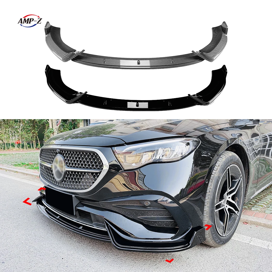 AMP-Z W214 Front Bumper Lip Splitter Auto Body Kits For Mercedes Benz E Class W214 2024+ E260 300 AMG Car Accessories