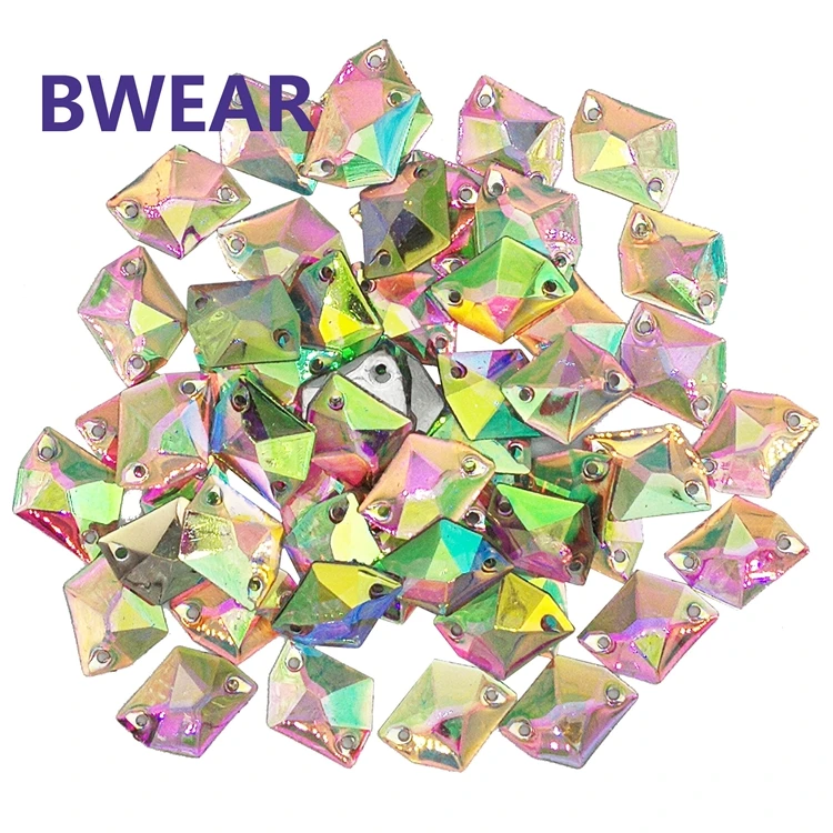 New Designs 16*21Mm Bulk Color Crystal Stones Bag Garment Double Hole Resin Flatback Rhinestone