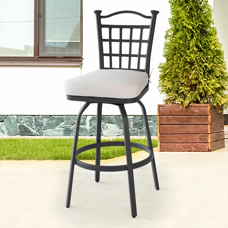 Wholesale European Style Night Club Furniture Aluminum Stools High Bar Courtyard Chair with Back
