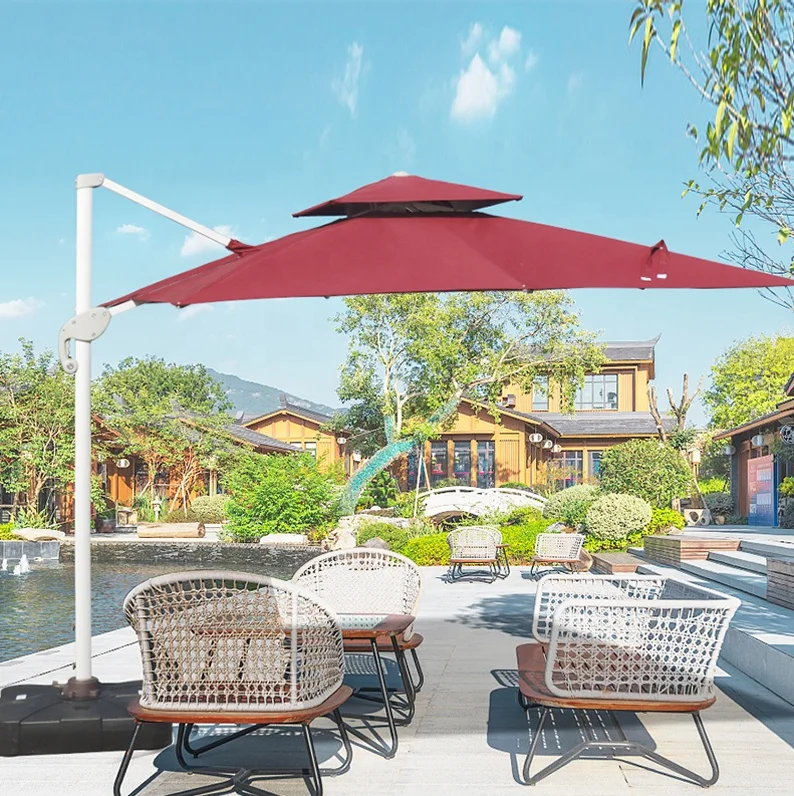 Uplion Heavy Duty Sun Umbrella For Garden Deck Pool Patio Outdoor Square Large Cantilever Windproof Umbrella