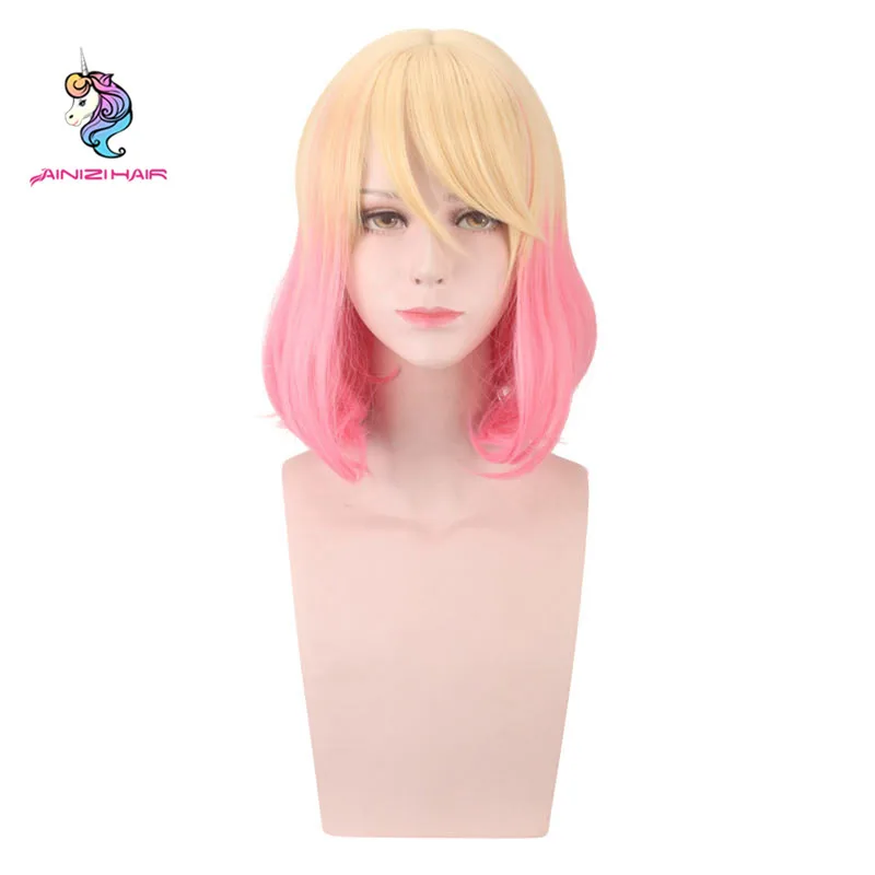 Ainizi wholesale good wigs supplier Angels of Death Catherine Ward yellow mixed pink cosplay wigs