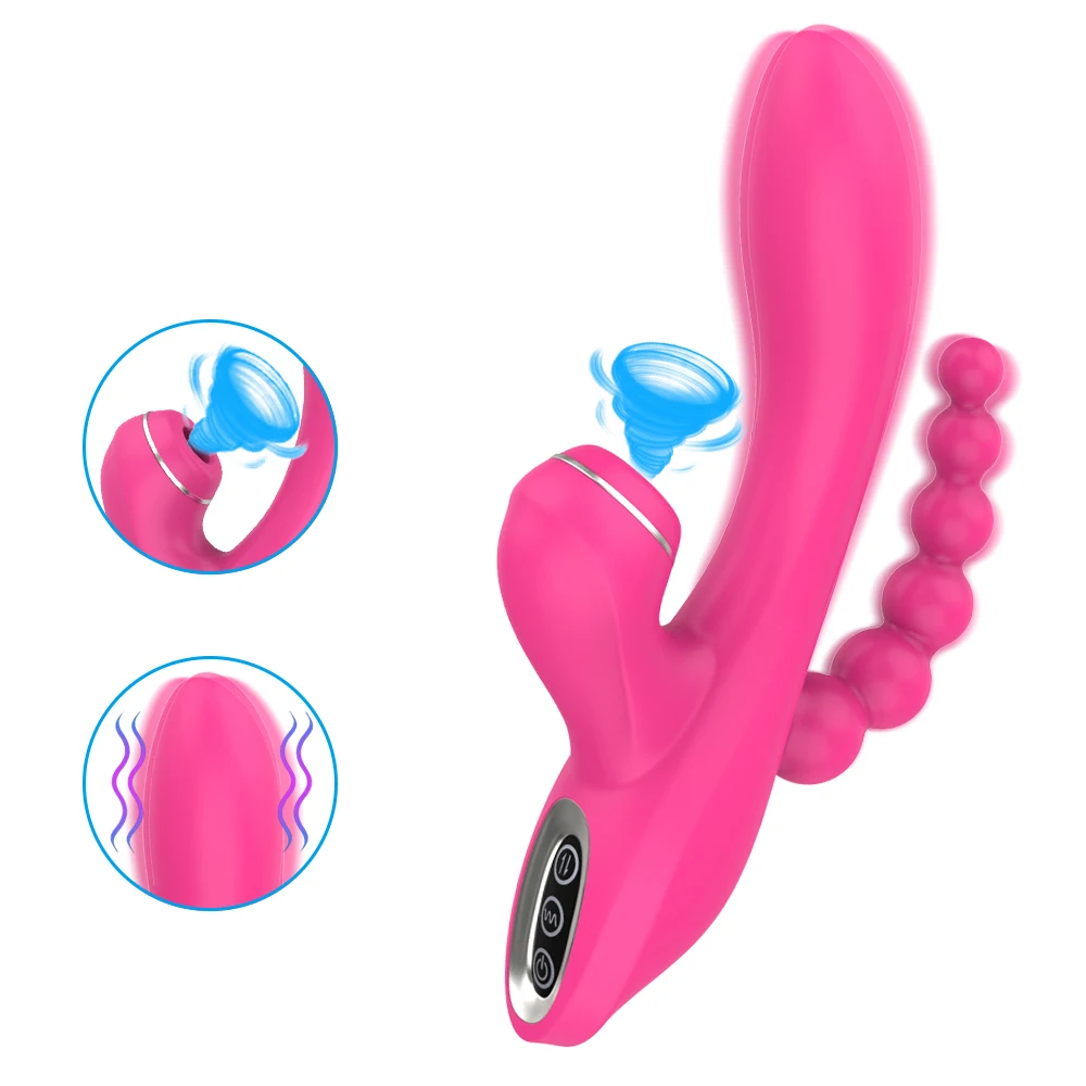 3 in 1 G-Spot Anal Dildo Vibrator Clitoris Vagina Stimulator Massager Silicone Sucking Rabbit Vibrator for Women