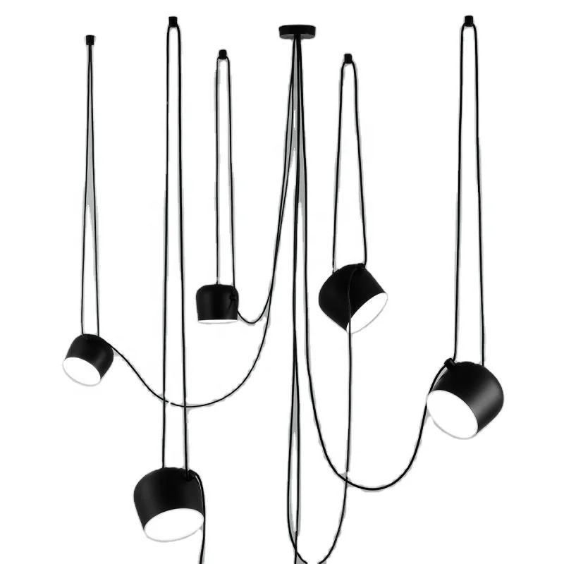 Nordic Personality DIY Spider Pendant Lamp White or Black Drum Shade Pendant Light Modern Adjustable Hanging Drum Light Fixture