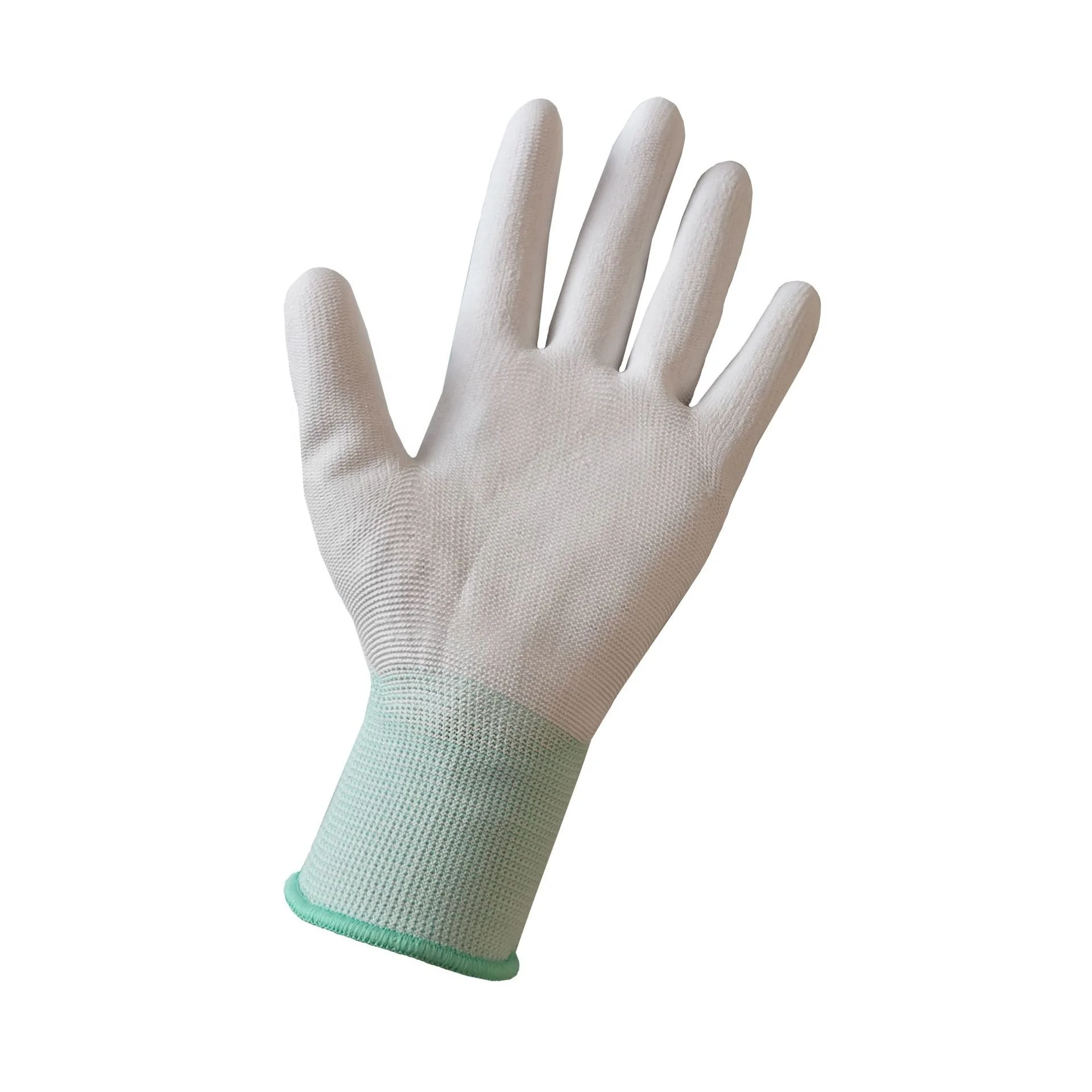 Make in China ESD Nylon White PU Finger Coating Top Fit Glove