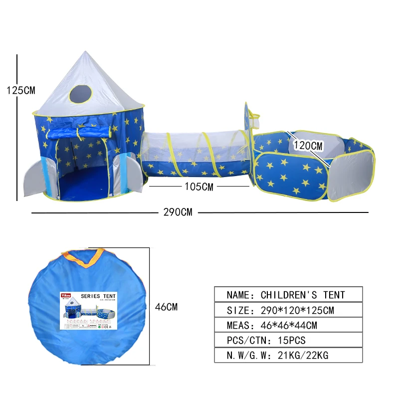 Boy Girl Star Dinosaur Kids Play House Tunnel Tent Ocean Ball Pool Baby Outdoor Camping Game Toy Pop up Yurt With Wing