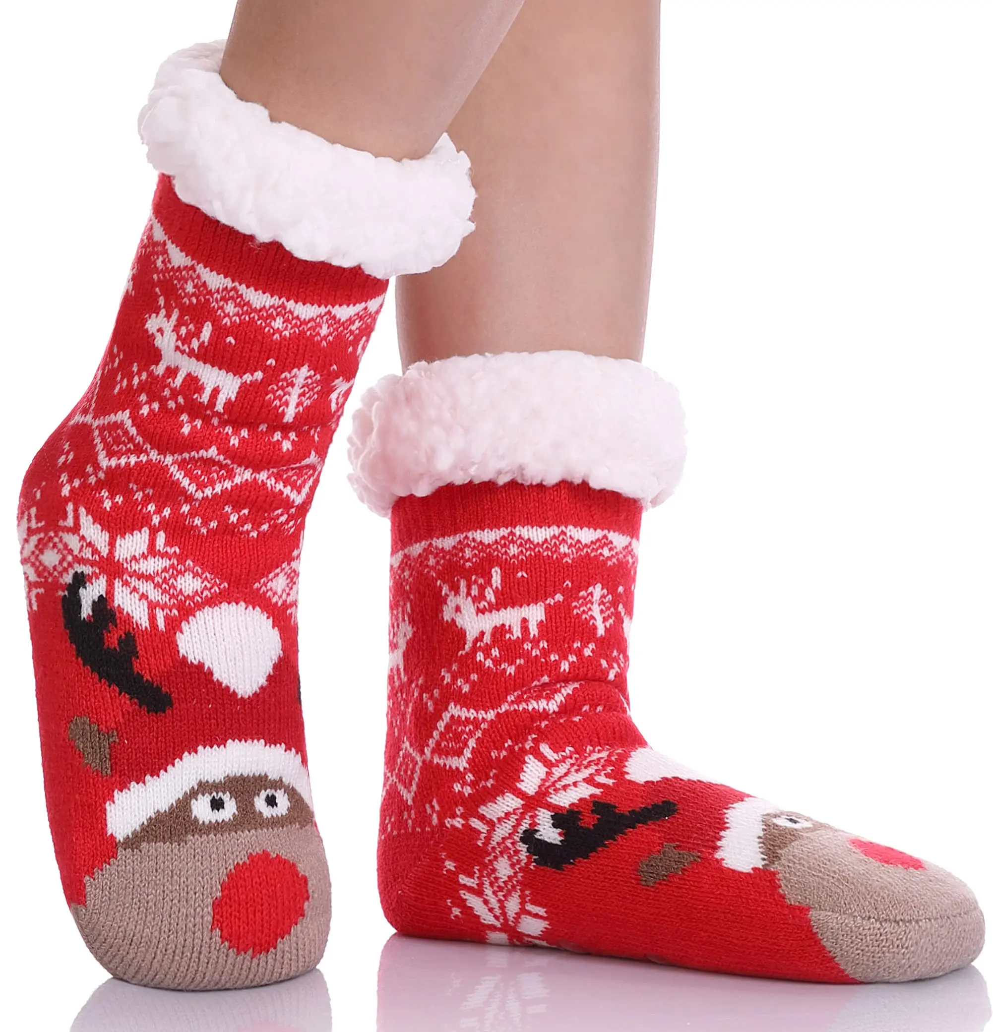 Amazon Same Style Kids Slipper Socks Boys Girls Fuzzy Soft Thick Cozy Warm Fleece lined Winter Indoor Christmas Socks