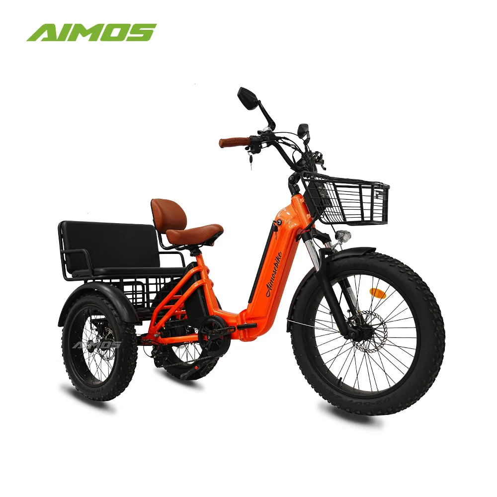 24 Inch Electric Tricycle Fat Tire 3 Wheel Cargo EBike Adult Large Basket Electric Bike With Three Wheels