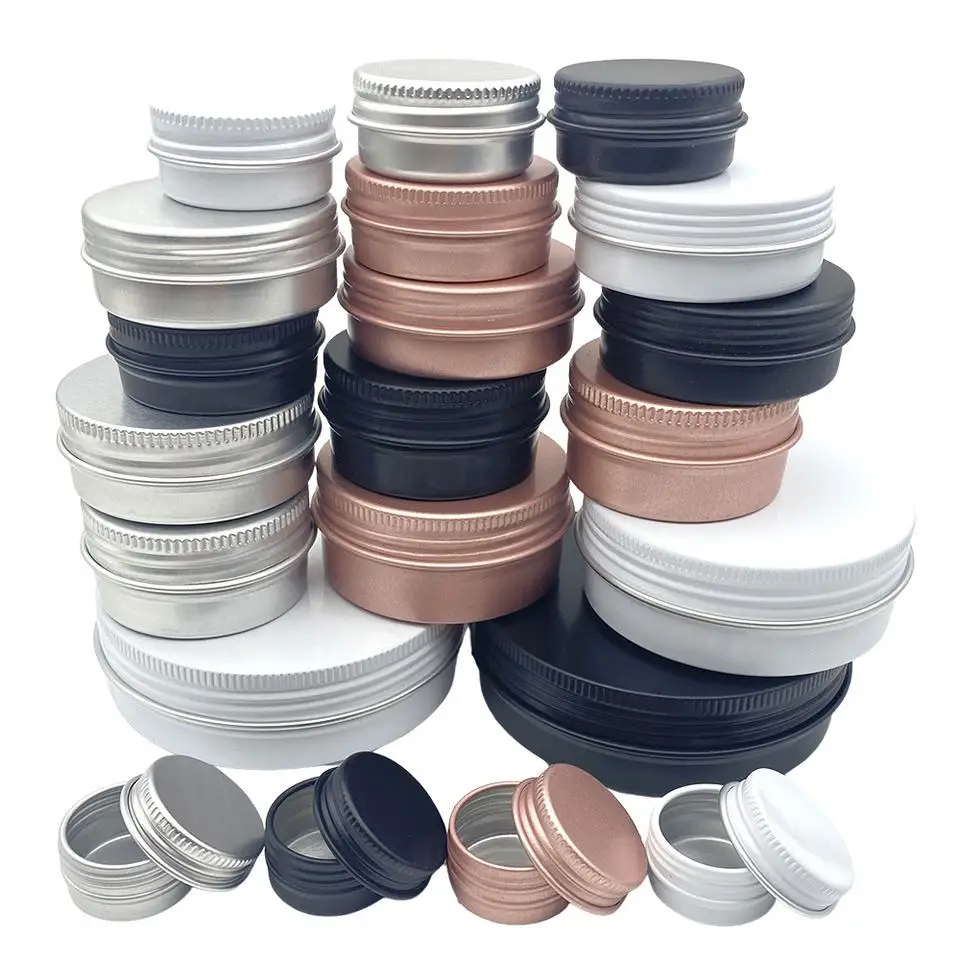 5ml 10ml 20ml 30ml 50ml 60ml 80ml 100ml 150ml 200ml round aluminum cosmetic tin container metal aluminum jar