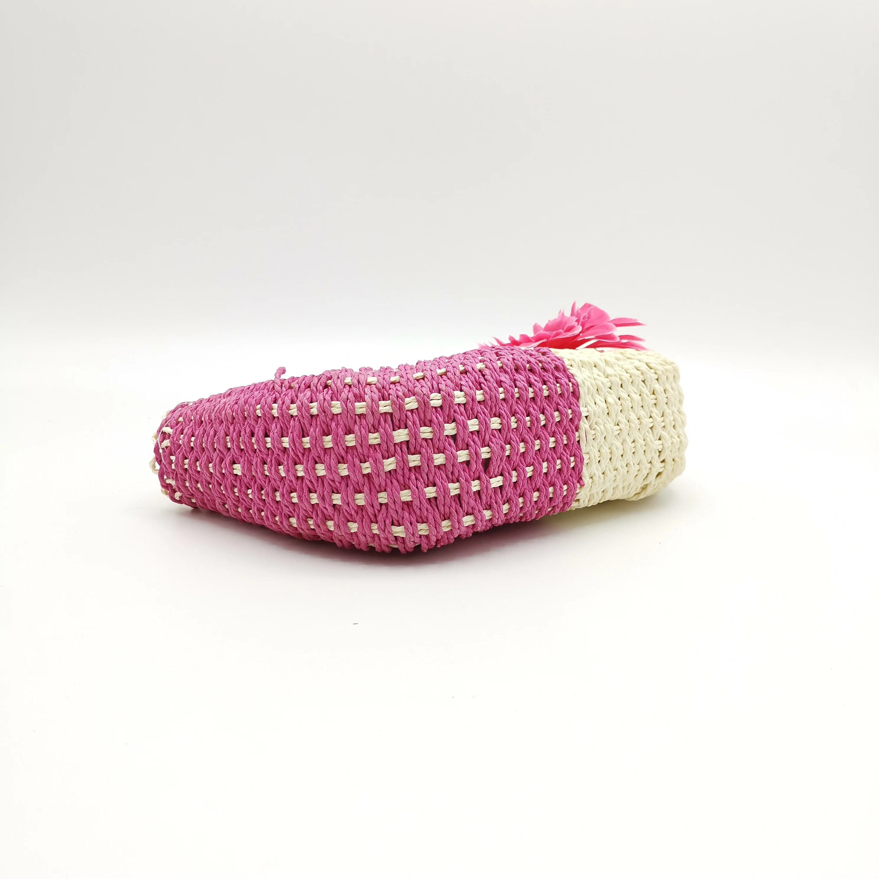 Mini Straw Tote Bag Summer Beach Bag Handmade Straw Woven Handbag with Flower for Kids