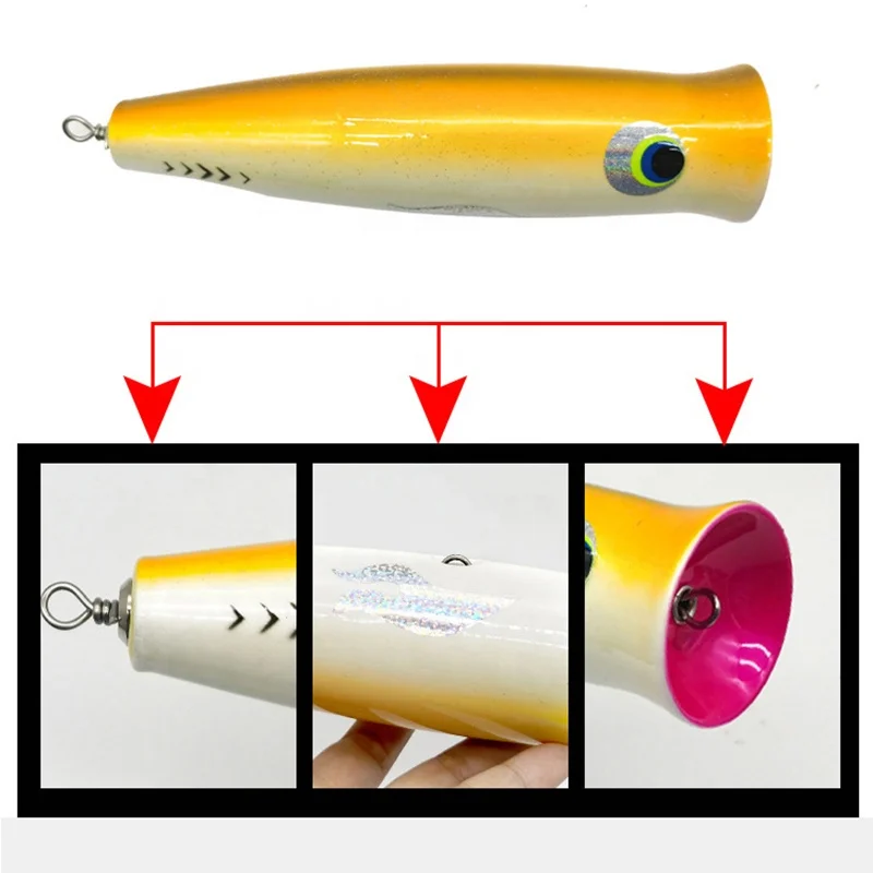 Stick приманки Поппер приманка дерево 200 мм 185g 7.9in тунец марлина gt big game poppers