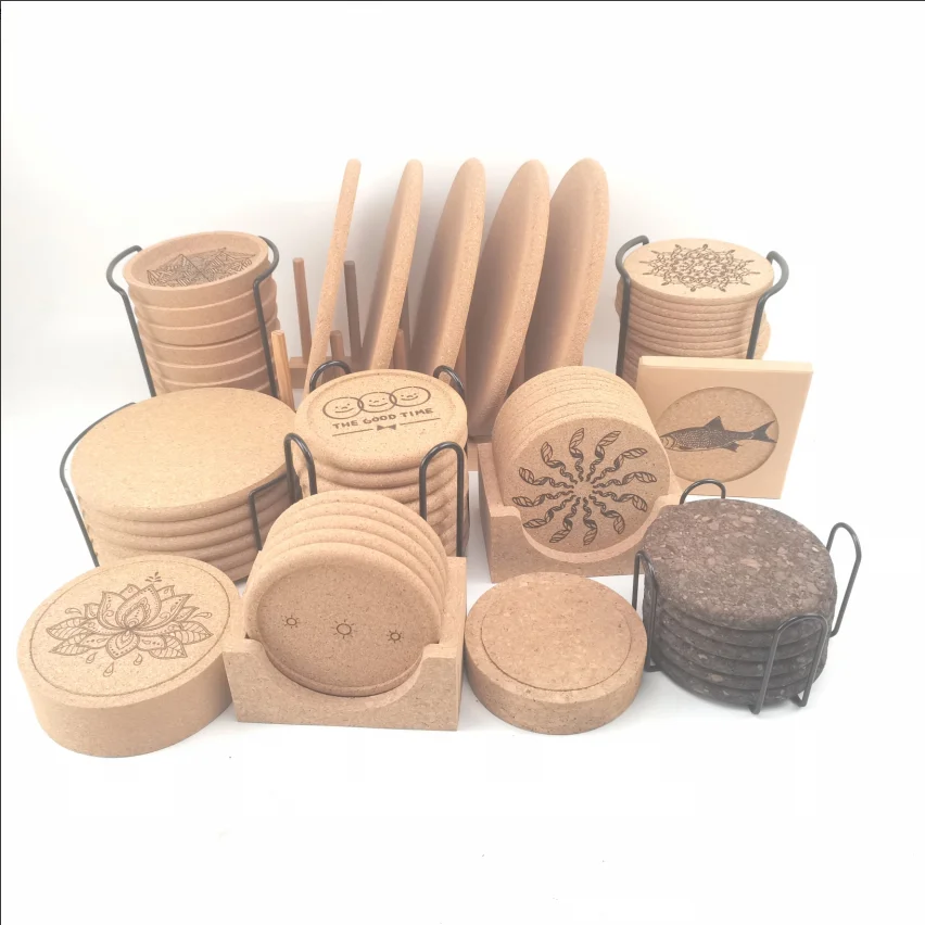 Cork Round Edge Coasters Bulk Heat Resistant Plain Coasters for Gifts Reusable Cork Circles for Wine Glass, Mug, Coffee Cup