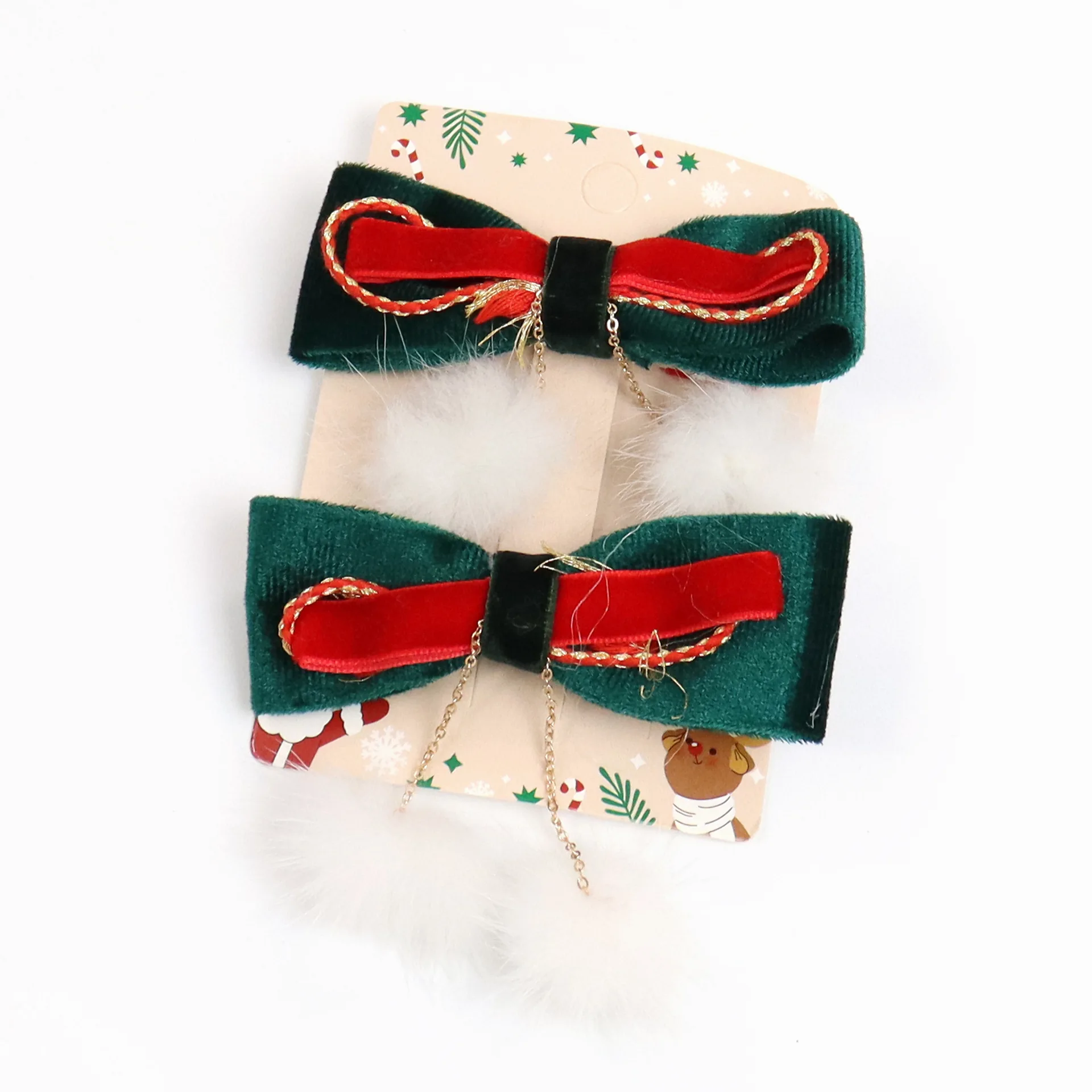 B.PHNE  Christmas  Doll Hair Accessories Bow Hat Deer Santa Claus Hair Clip for Girls Toddlers