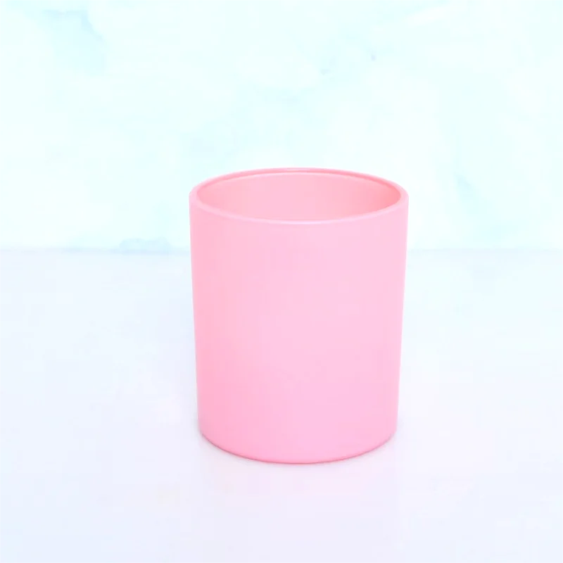 Painting Pink Color Glass Candle Jars Cylinder Glass Taper Glass Candle Holders  for Wedding Table Centerpiece Birthday