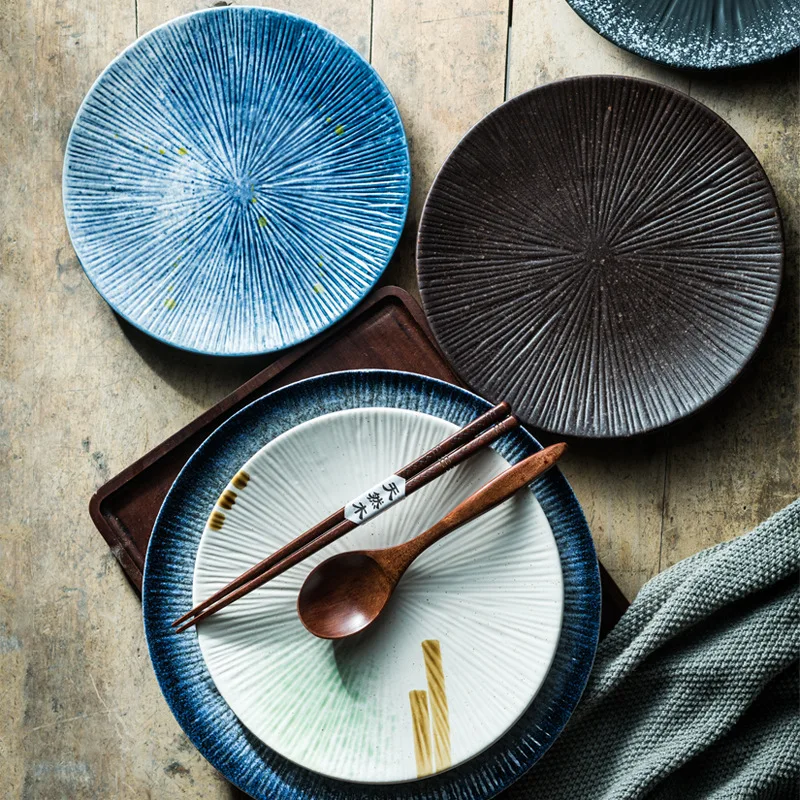 Restaurant Durable Multi Style Ceramic Plates Minimalistic Hand Painted Dinner Dishes