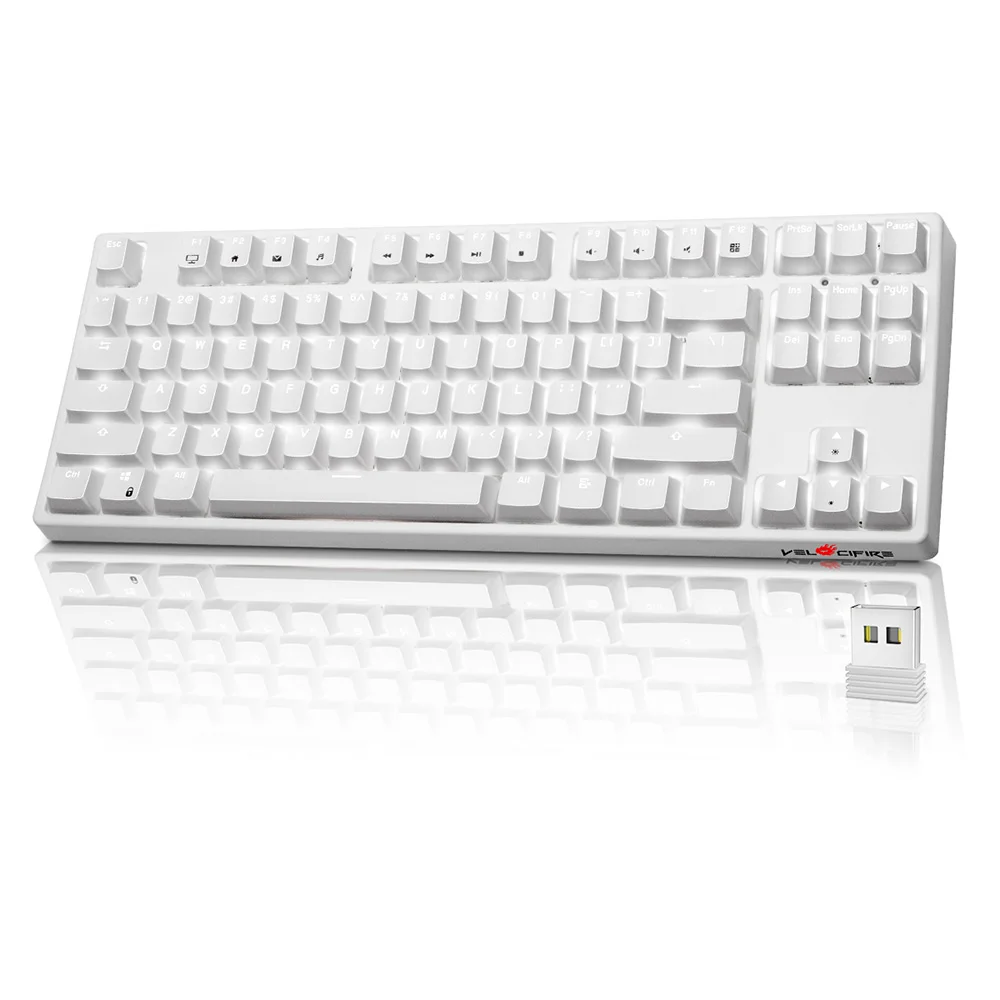 VELOCIFIRE TKL02WS 87 Key Tenkeyless Ergonomic Keyboard Copywriters Typists tkl Mechanical Keyboard