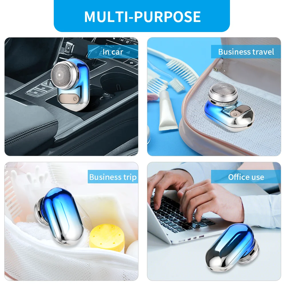 Mini Electric Travel Shaver for Men Pocket Size Washable Rechargeable Portable Painless Cordless Trimmer Face Beard Razor Male