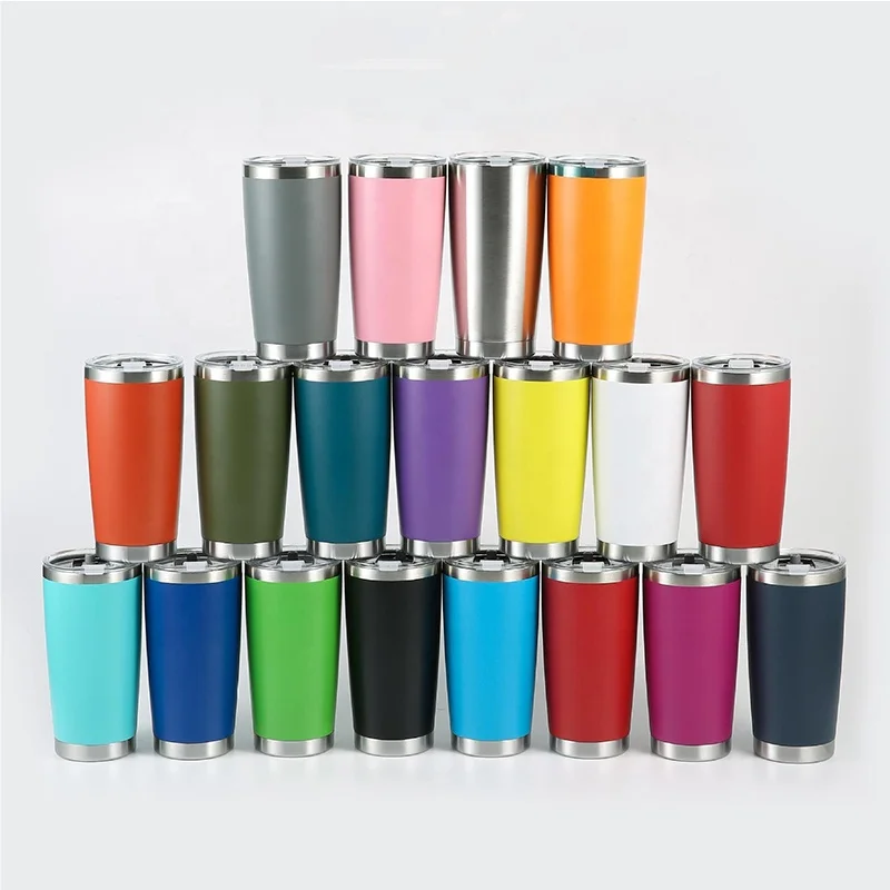 TY Custom logo 20oz stainless steel tumbler Double wall vacuum insulated Travel Mug   with Slider Lid and straw