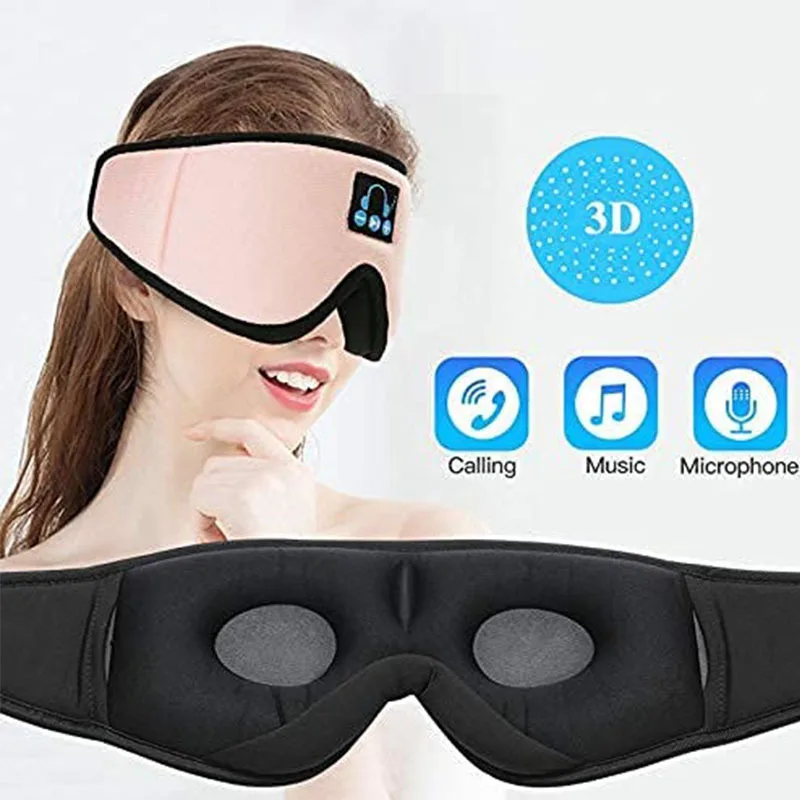 Лидер продаж Amazon, Беспроводная музыкальная 3D стереомаска для глаз с Bluetooth, маска для глаз с затенением звука 5,0, наглазник для сна, настройка, белый шум