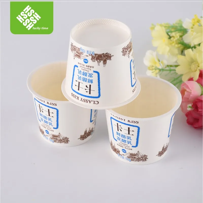 Big Mouth Food Grade Yogurt Foil Lid Packaging And White PS Yoghurt Cup Container for Chinese Hot Pot Sauce/Yaourt/Jam/Ice cream