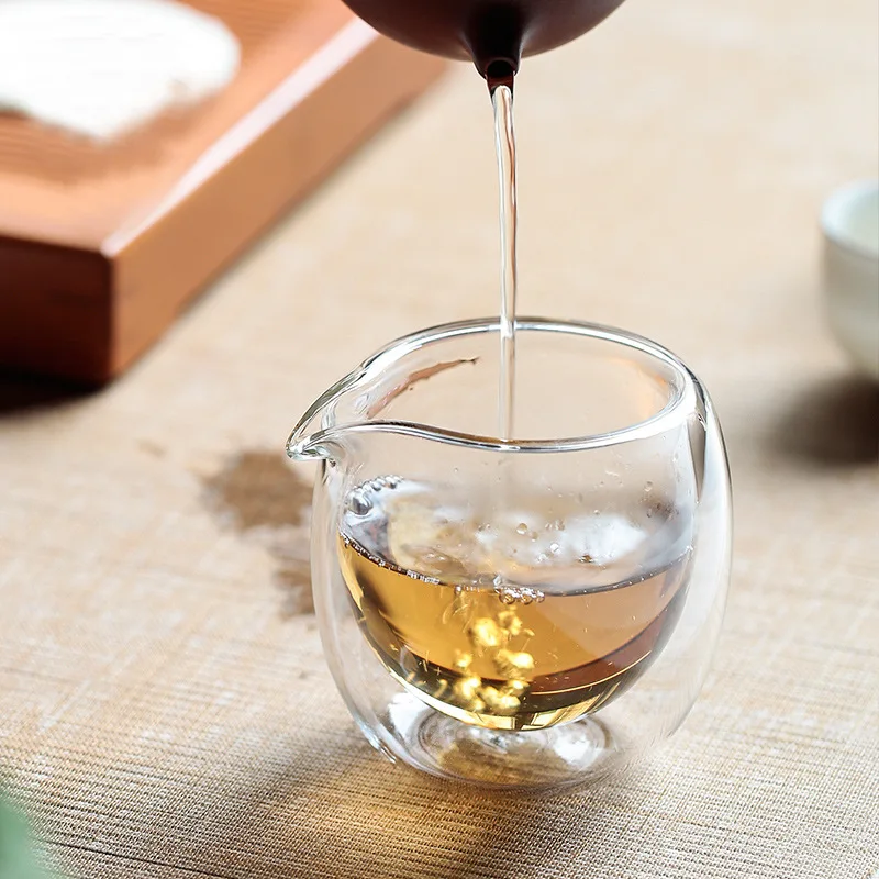 High Borosilicate Glass 200ml Heat Resistant Double Wall Glass Cup with Spout for tea Tealight Candle Cup