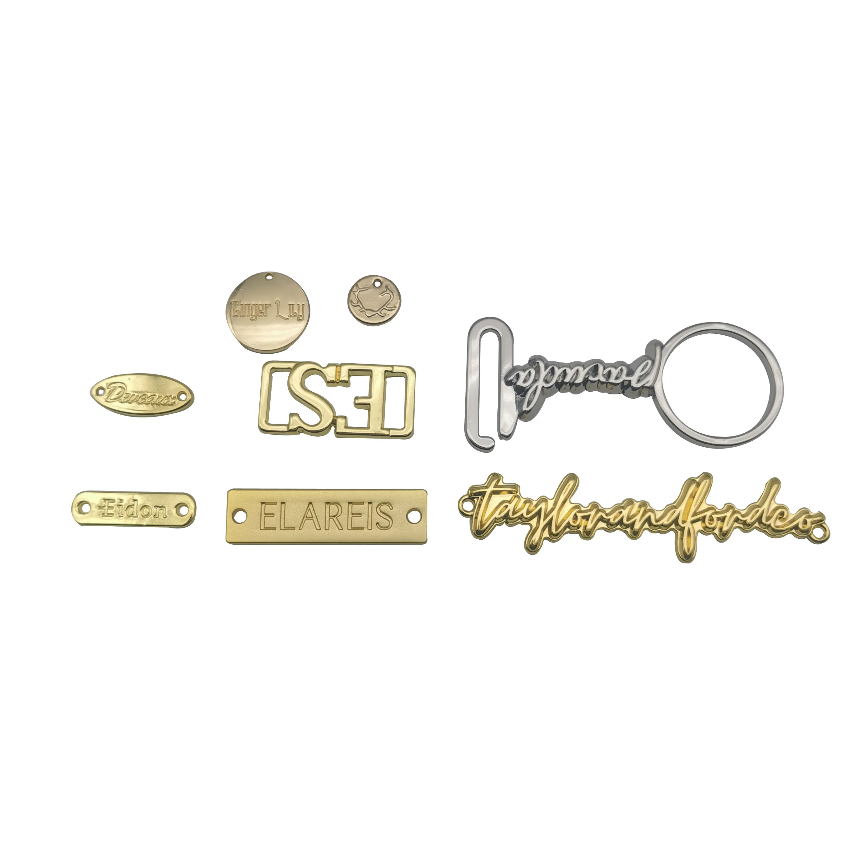 Custom Sewing Garment Swimwear Hardware Gold Engraved Metal Tag With Name Brand Logo Tags Metal Clothing Labels For Clothing