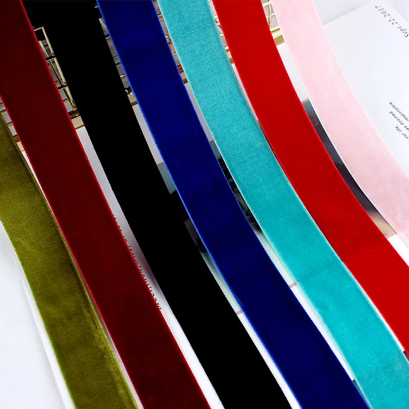 Factory Wholesale  100% polyester velvet ribbon Custom  Velvet Ribbon Bow corduroy  roll Ribbon with