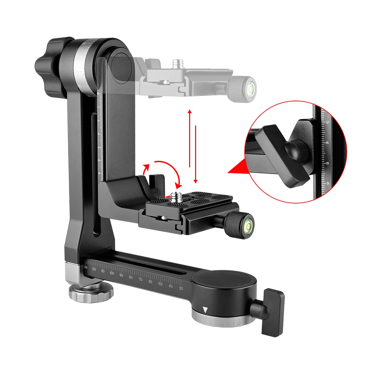 YELANGU High Quality Aluminum Alloy Gimbal Head Tripod Monood Head Max Load 15kg A171