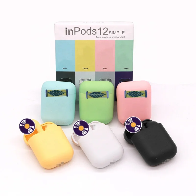 Настоящие беспроводные наушники macaroon inpods 12 tws i12 macaron audifonos touch mini матовые