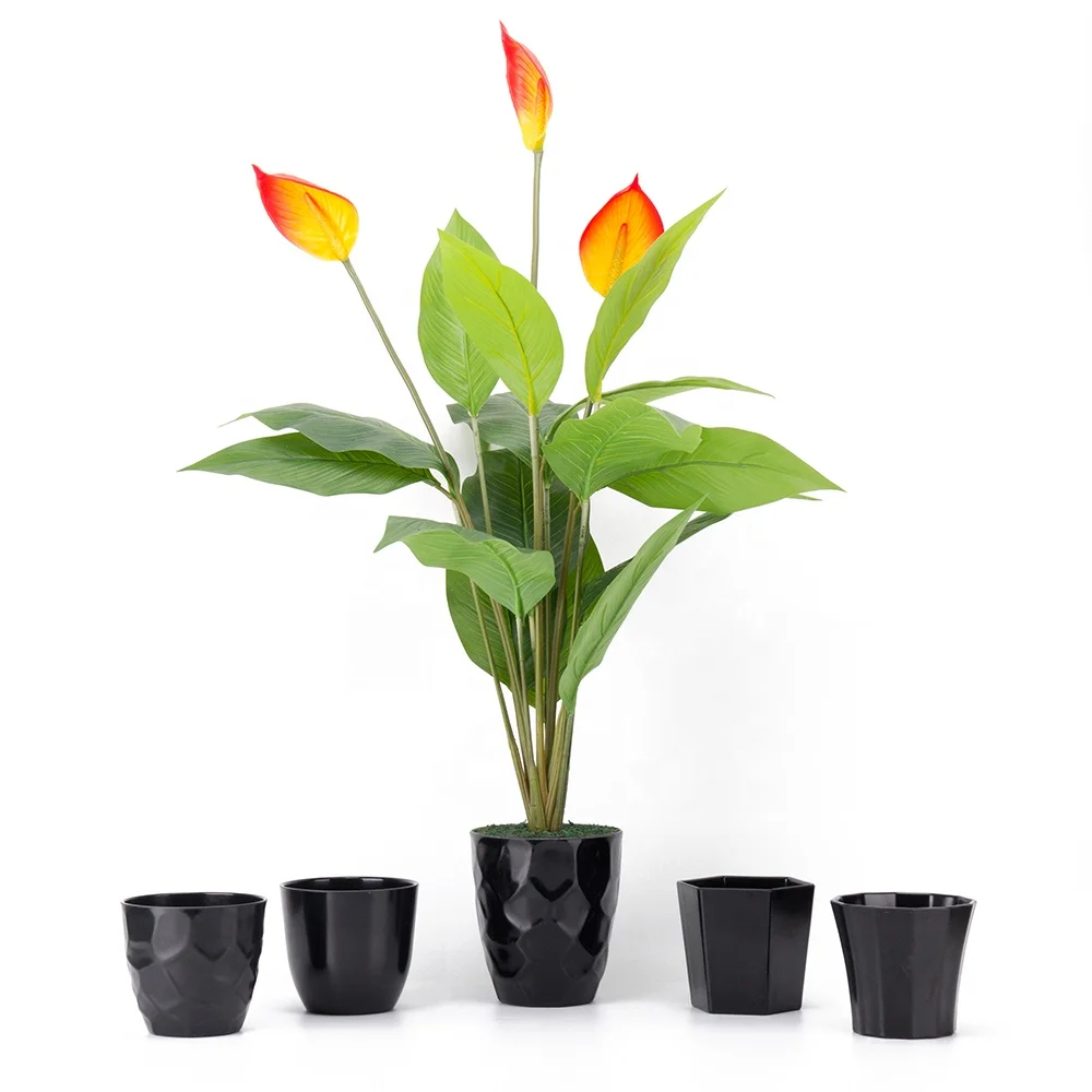 Wholesale White Melamine Plastic Flowerpot For Artificial Plants Decorations Bonsai Flowerpot