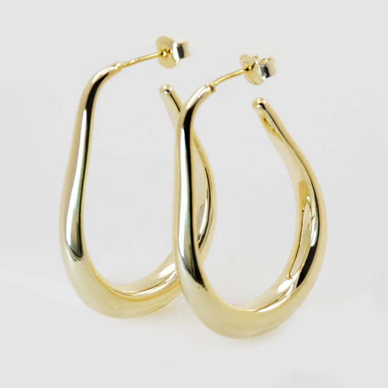 Simple Big Gold Earrings 18K Gold Plated Brass Earring Big For Women