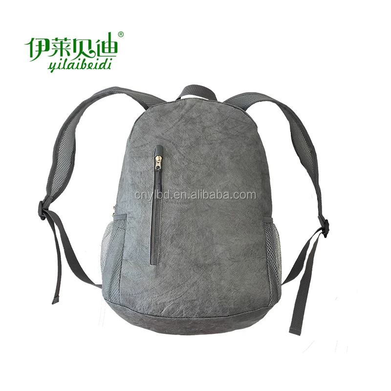 Silver Black Eco-friendly Waterproof Tyvek Foldable Backpack Lightweight Reusable Tyvek Folding Backpack Anti-tear Anti-wrinkl