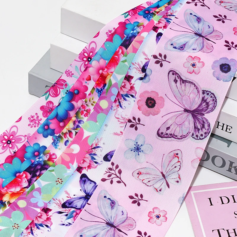 50 Yards 3iinch 75mm  Printed Grosgrain Ribbons For Hair Bows DIY Handmade Materials